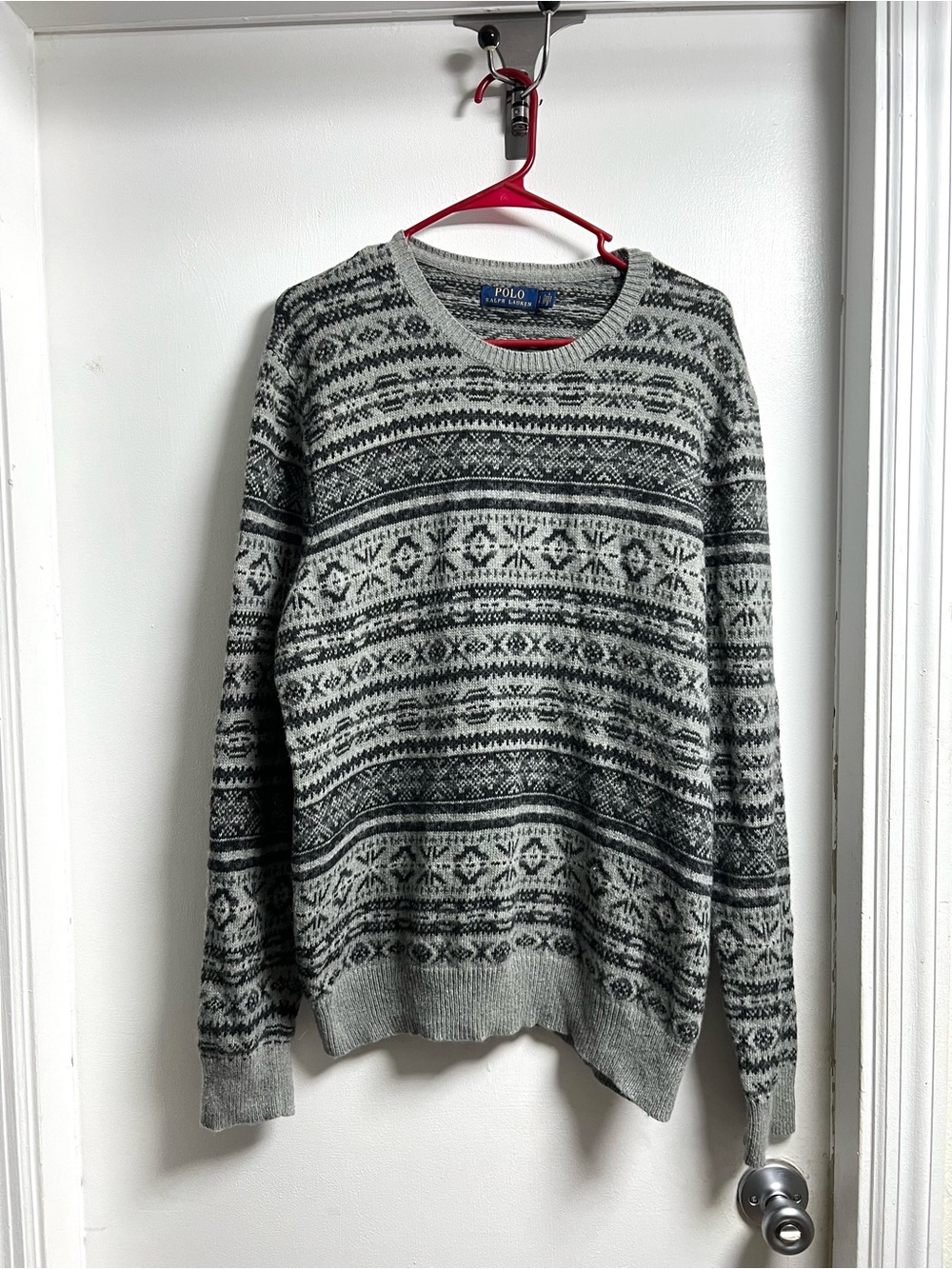 Ralph Lauren Gray & Black Fair Isle Crewneck Sweater